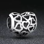 Szív mintás szív ezüst charm