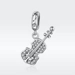Ezüst Melódia Hegedű Köves Függő Charm Medál