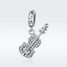 Ezüst Melódia Hegedű Köves Függő Charm Medál