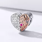 Ezüst Kétszínű Szív Charm "Love You" Felirattal