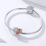 Ezüst Kétszínű Szív Charm "Love You" Felirattal