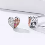 Ezüst Kétszínű Szív Charm "Love You" Felirattal