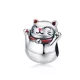 Szerencsemacska charm – integető maneki-neko, piros nyakörvvel