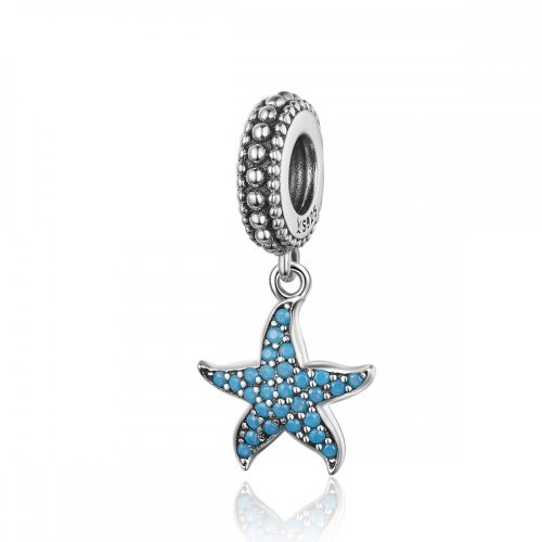 Ezüst kék tengeri csillag függő charm