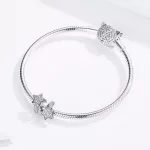 Ezüst Ragyogó Csillagok Köves Charm Medál