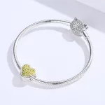 Ezüst Élet Fája Szívben Aranyozott Köves Charm Medál