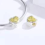 Ezüst Élet Fája Szívben Aranyozott Köves Charm Medál