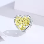 Ezüst Élet Fája Szívben Aranyozott Köves Charm Medál