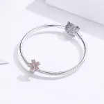 Ezüst Sakura Virág Rózsaszín Köves Charm Medál