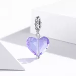 Lila Kristály Szív Ezüst Függő Charm