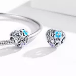 Indás virágos szív ezüst charm