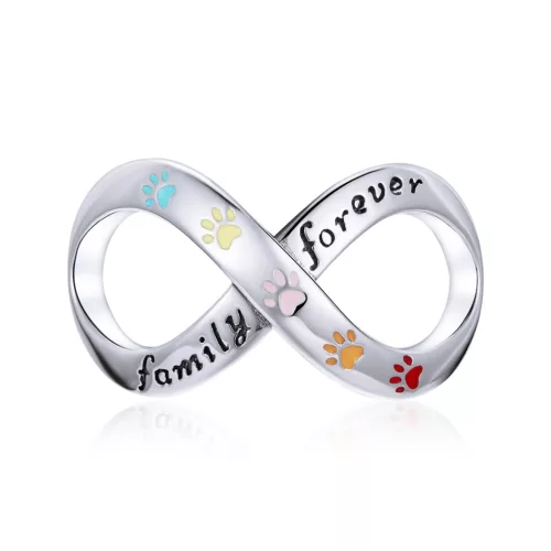 'Family Forever' végtelen ezüst charm mancsnyomokkal