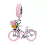 Vidám Kirándulás Rózsaszín bringás ezüst charm
