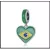 Brazil zászlós szív charm – zöld zománcos függő