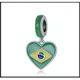 Brazil zászlós szív charm – zöld zománcos függő