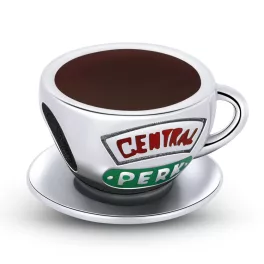   Kávéscsésze charm – retró kávézós zománcbetéttel, csészealjjal