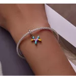 Színes Lufi kutya ezüst függő charm
