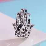 Hamsa kéz (Fatima keze) ezüst charm cirkóniákkal