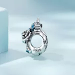 Ezüst Anatómiai Szív Virágokkal és Lepkékkel Charm