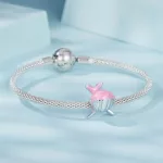 Ezüst Rózsaszín Bálna Charm