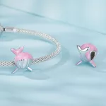 Ezüst Rózsaszín Bálna Charm