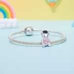 Ezüst Érettségi Maci Charm "Happy" Felirattal
