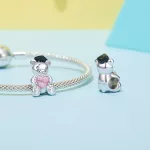 Ezüst Érettségi Maci Charm "Happy" Felirattal
