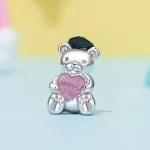 Ezüst Érettségi Maci Charm "Happy" Felirattal