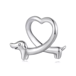 Tacskó Kanyar Ezüst Szíves Tacskó Charm