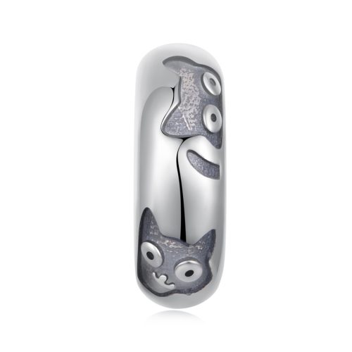 Bársonytalpú Cica Őr ezüst stopper charm