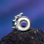 Május Zöld köves Smaragd Liliom Szíve ezüst charm