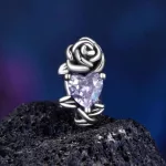 Június Világoslila köves Levendula Rózsa Szíve ezüst charm