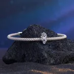 Június Világoslila köves Levendula Rózsa Szíve ezüst charm