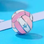 Röplabda charm – rózsaszín-fehér zománcos sportlabda