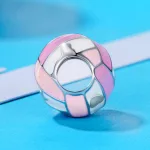 Röplabda charm – rózsaszín-fehér zománcos sportlabda