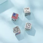 Amerikai zászló kocka charm – csillagos-sávos zománccal