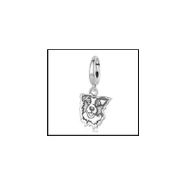   Border collie charm – patentkapcsos függő, oxidált részletekkel