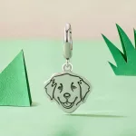 Golden retriever ezüst függő charm