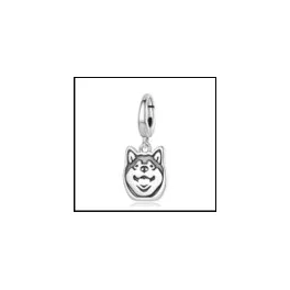 Husky charm – mosolygó kutyafej, patentkapcsos függő