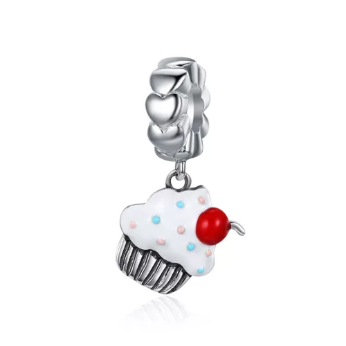 Cupcake függő charm – cukormázas muffin cseresznyével
