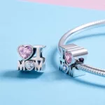 I Love Mom charm – rózsaszín és fehér szív alakú cirkóniával