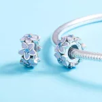 Lila virágos ezüst charm spacer
