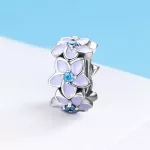 Lila virágos ezüst charm spacer