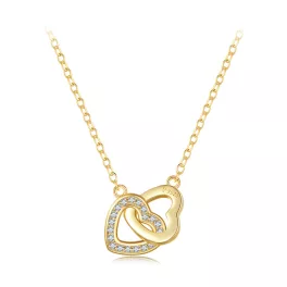 Szív a szívben ezüst nyaklánc arany színben