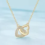 Szív a szívben ezüst nyaklánc arany színben