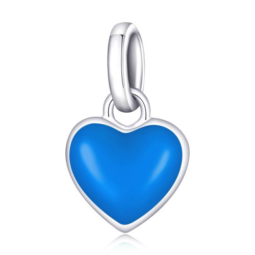 Serenity Kékre színezett ezüst szív függő charm