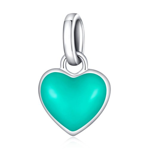 Serenity zöldre színezett ezüst szív függő charm