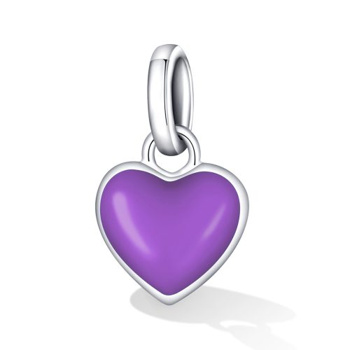 Serenity lilára színezett ezüst szív függő charm