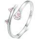 Rózsaszín cica Tappancsos Méret nélküli ezüst gyűrű