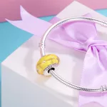 Sárga virágos üveg charm ezüst foglalatban